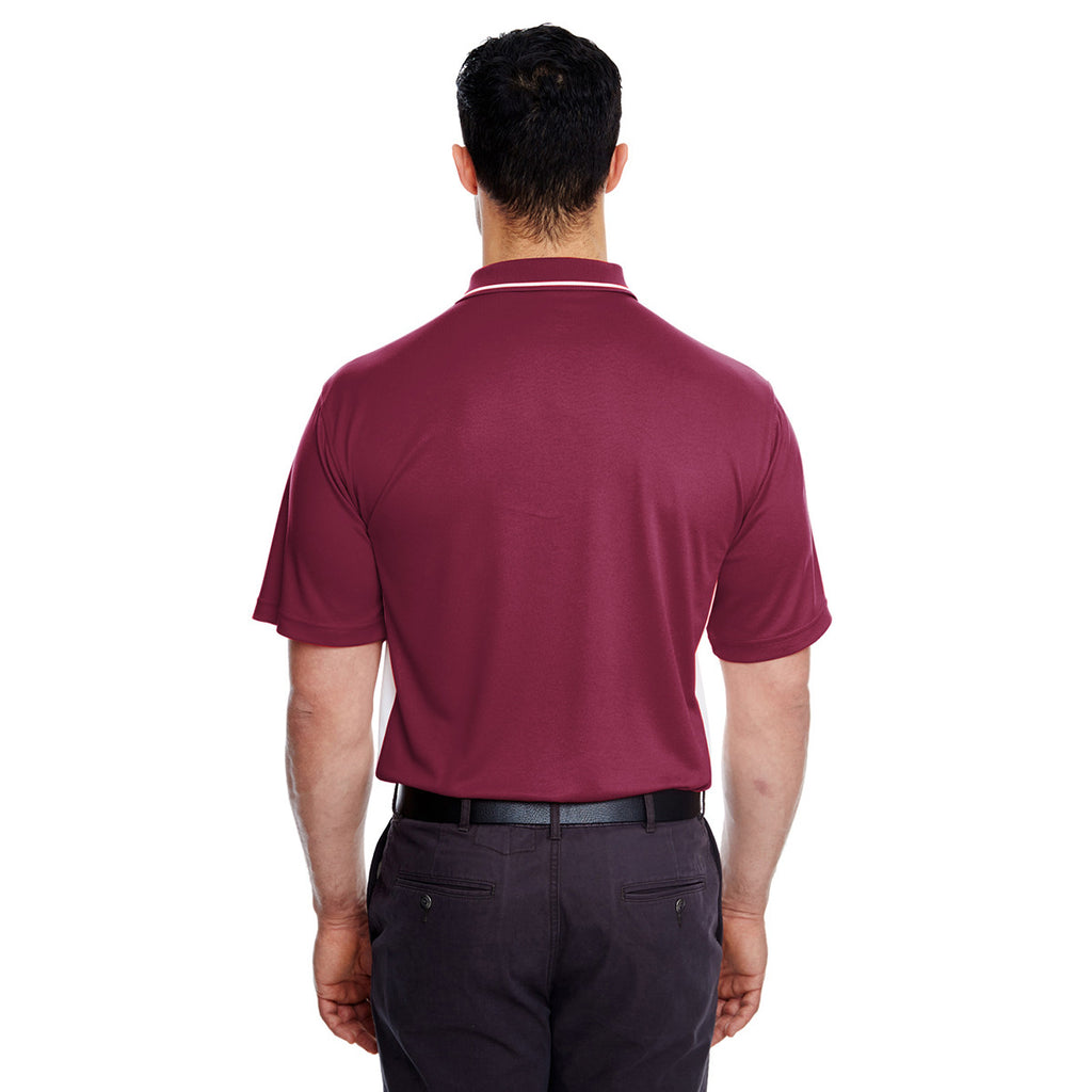 UltraClub Men's Maroon/White Cool & Dry Sport Two-Tone Polo