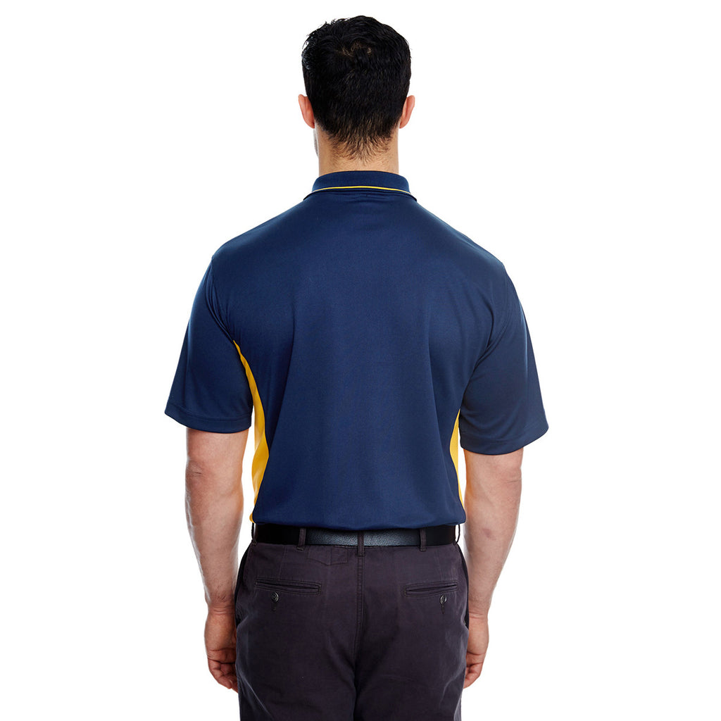 UltraClub Men's Navy/Gold Cool & Dry Sport Two-Tone Polo