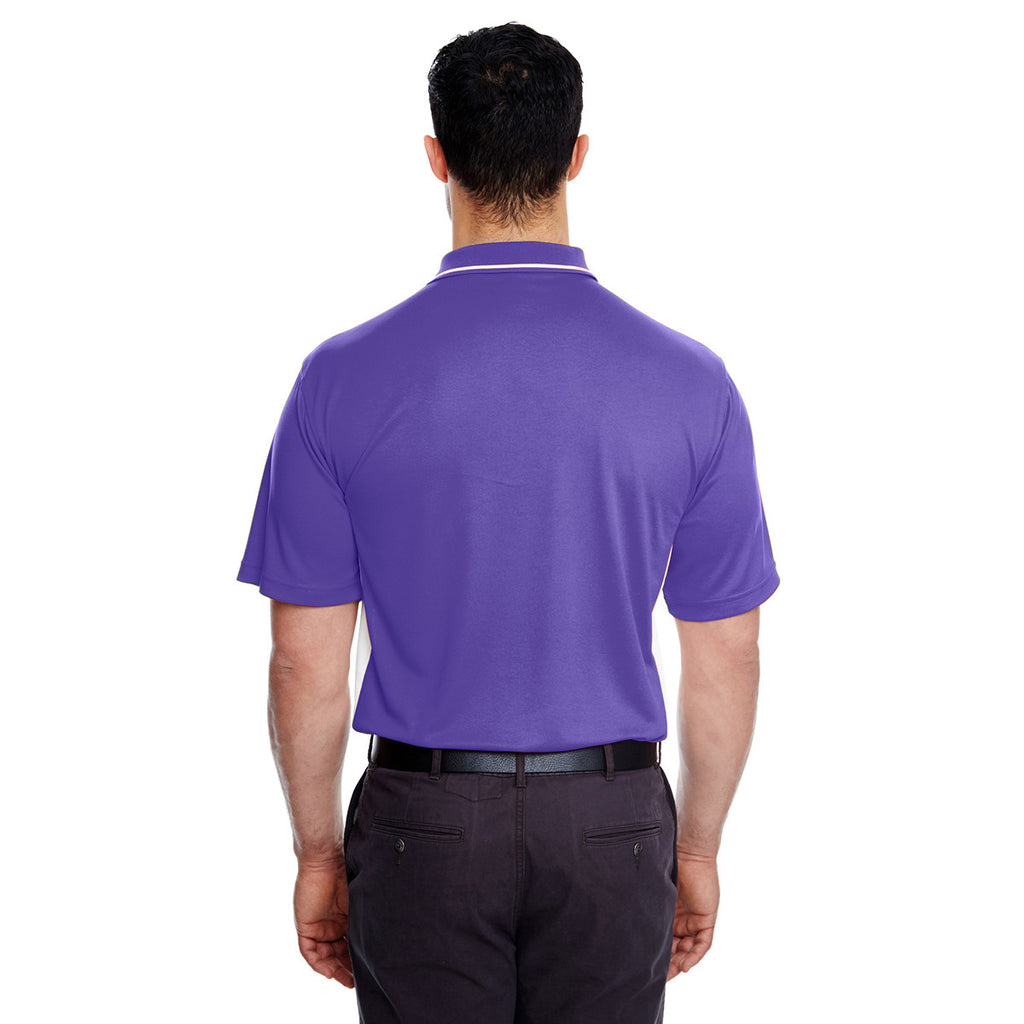 UltraClub Men's Purple/White Cool & Dry Sport Two-Tone Polo