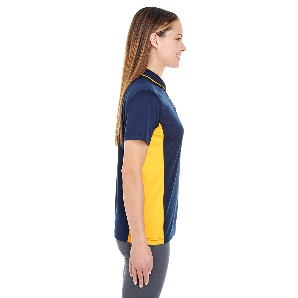UltraClub Women's Navy/Gold Cool & Dry Sport Two-Tone Polo