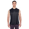 UltraClub Men's Black Cool & Dry Sport Performance Interlock Sleeveless T-Shirt