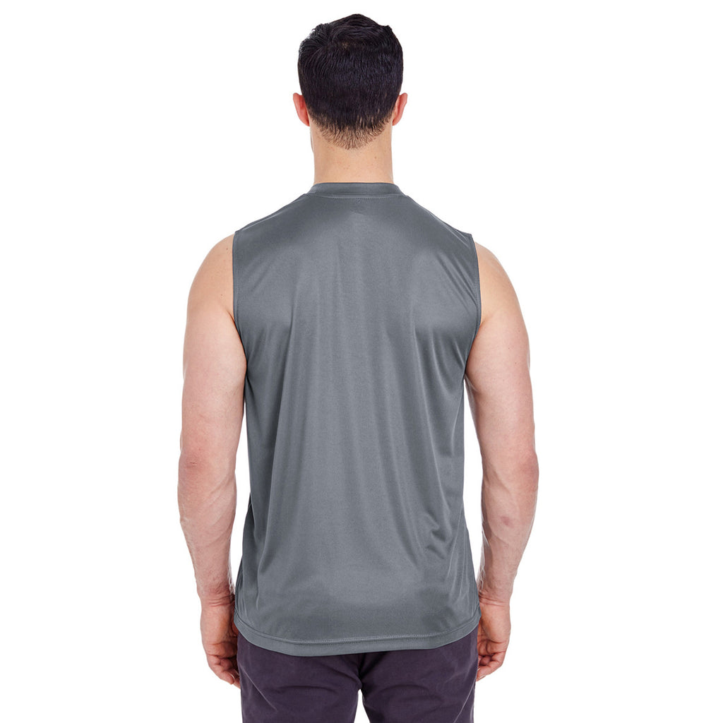 UltraClub Men's Charcoal Cool & Dry Sport Performance Interlock Sleeveless T-Shirt