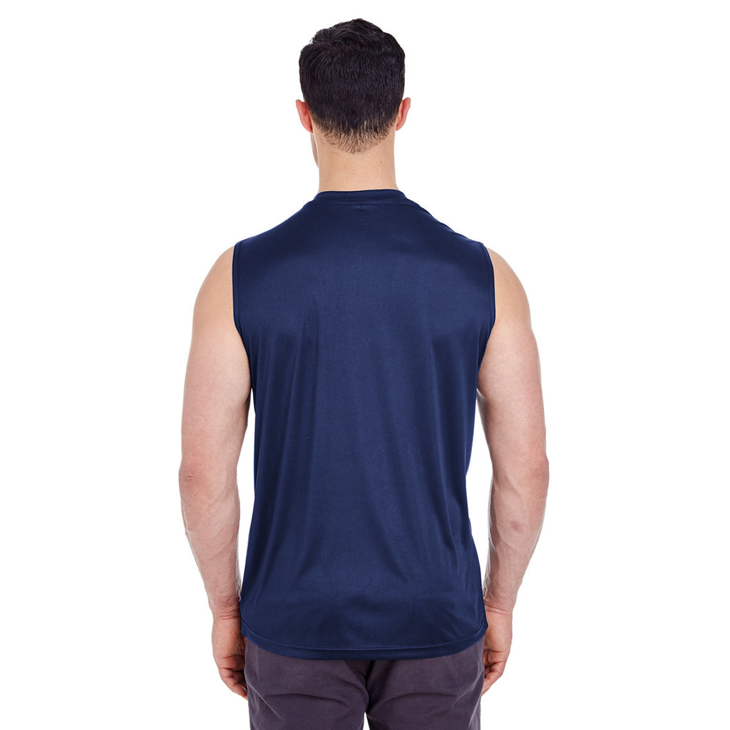 UltraClub Men's Navy Cool & Dry Sport Performance Interlock Sleeveless T-Shirt