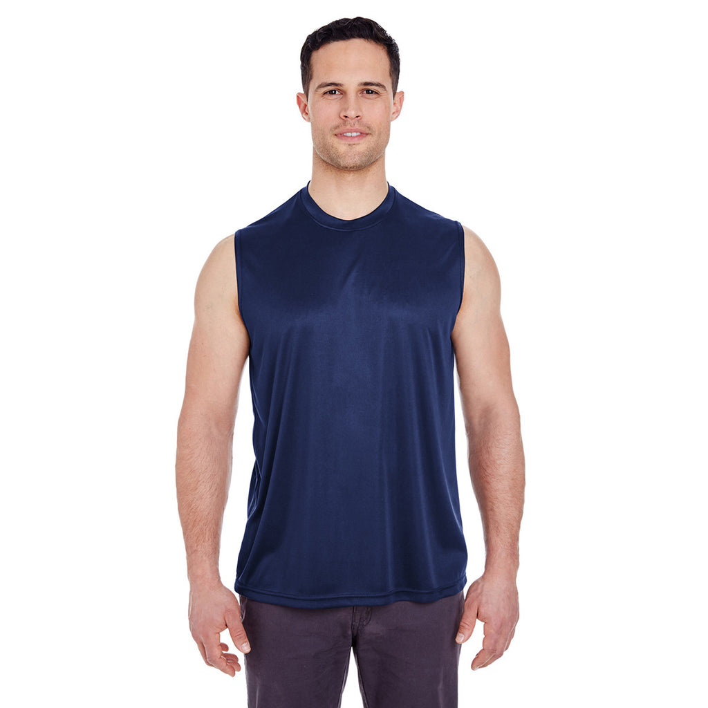 UltraClub Men's Navy Cool & Dry Sport Performance Interlock Sleeveless T-Shirt