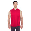 UltraClub Men's Red Cool & Dry Sport Performance Interlock Sleeveless T-Shirt