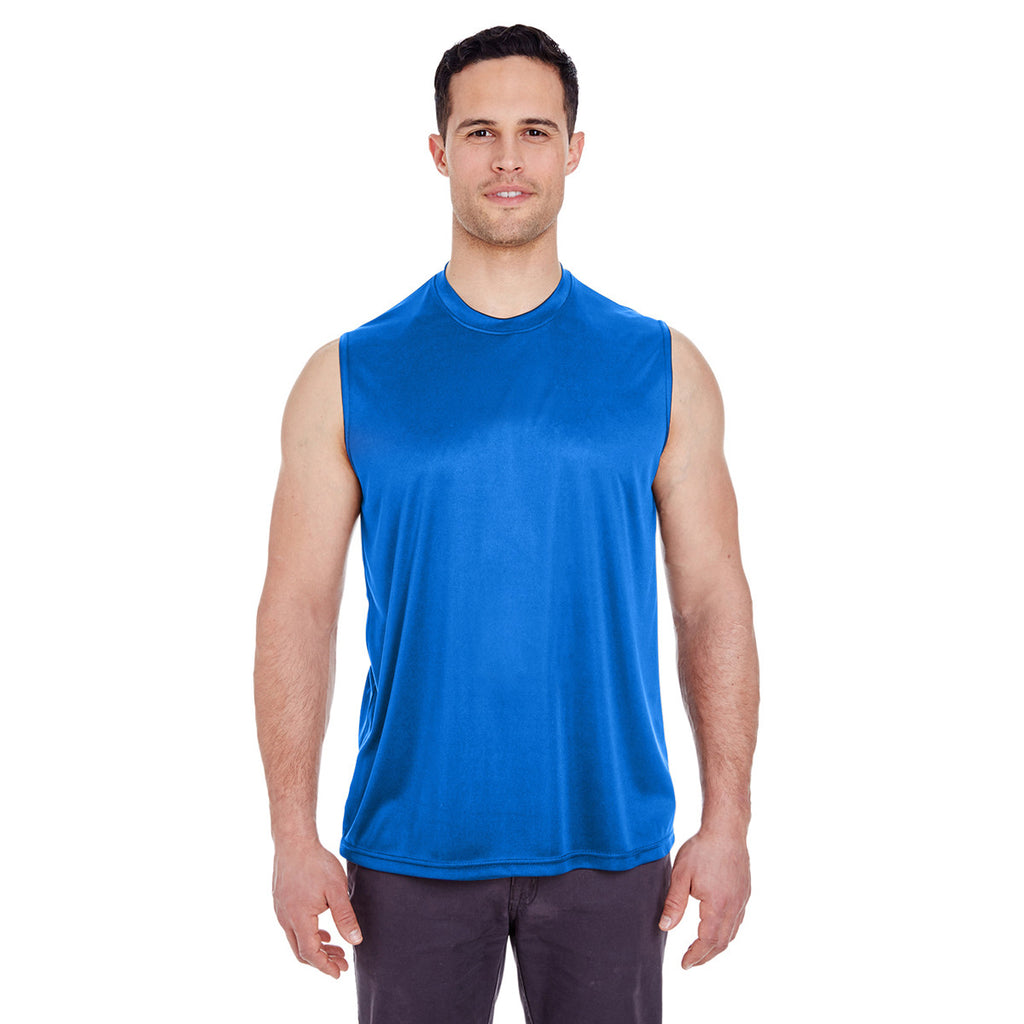 UltraClub Men's Royal Cool & Dry Sport Performance Interlock Sleeveless T-Shirt