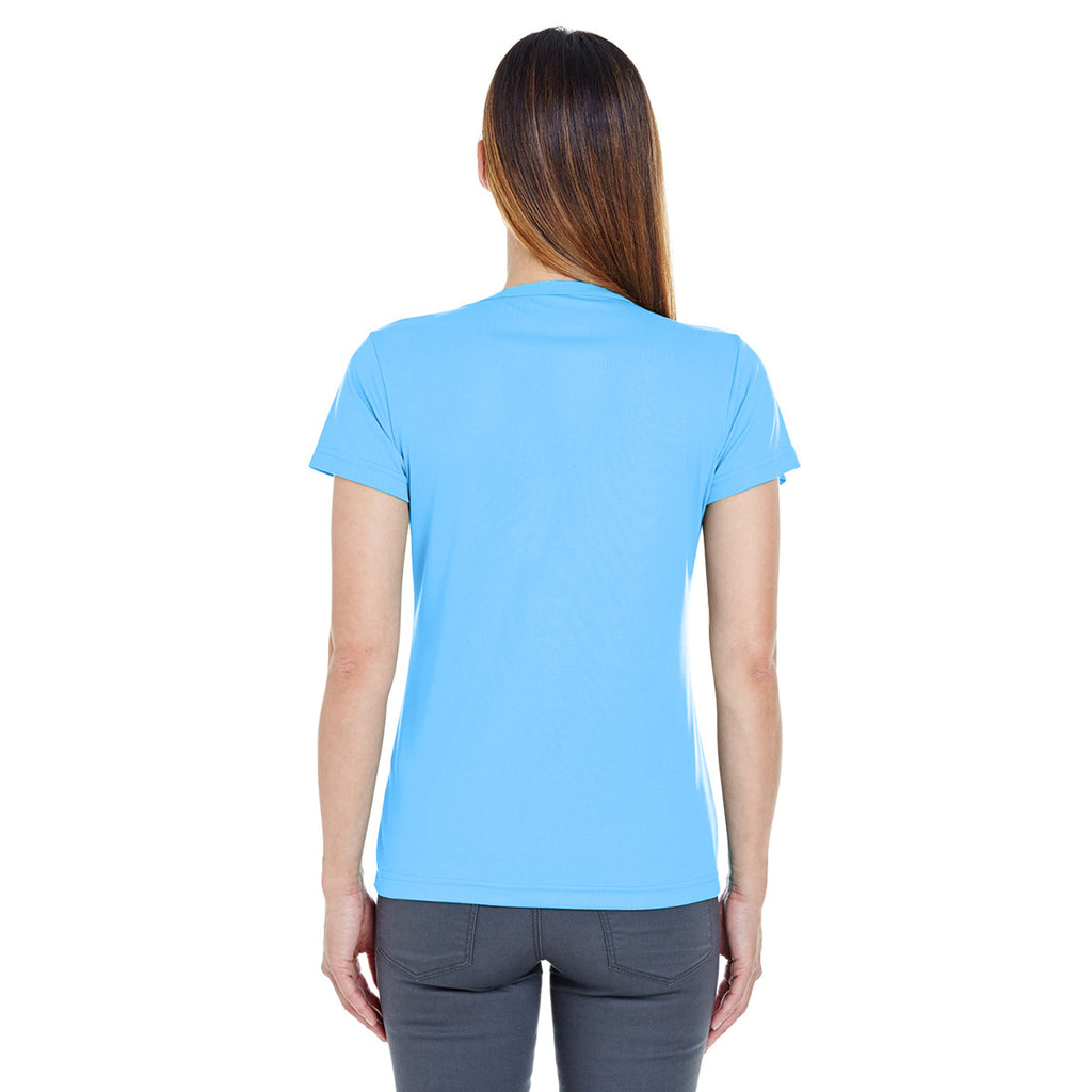 UltraClub Women's Columbia Blue Cool & Dry Sport Performance Interlock T-Shirt