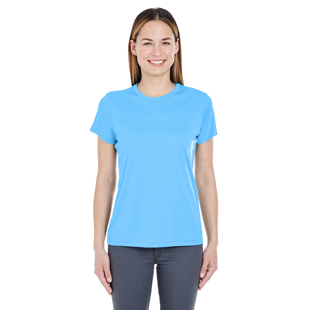 UltraClub Women's Columbia Blue Cool & Dry Sport Performance Interlock T-Shirt
