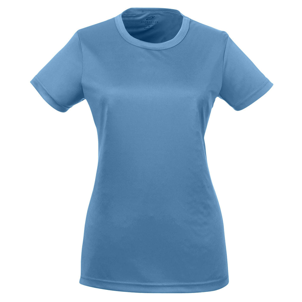 UltraClub Women's Indigo Cool & Dry Sport Performance Interlock T-Shirt