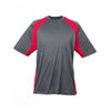 UltraClub Men's Charcoal/Red Cool & Dry Sport Two-Tone Performance Interlock T-Shirt