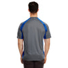 UltraClub Men's Charcoal/Royal Cool & Dry Sport Two-Tone Performance Interlock T-Shirt