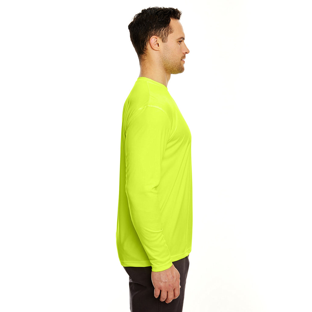 UltraClub Men's Bright Yellow Cool & Dry Sport Long-Sleeve Performance Interlock T-Shirt