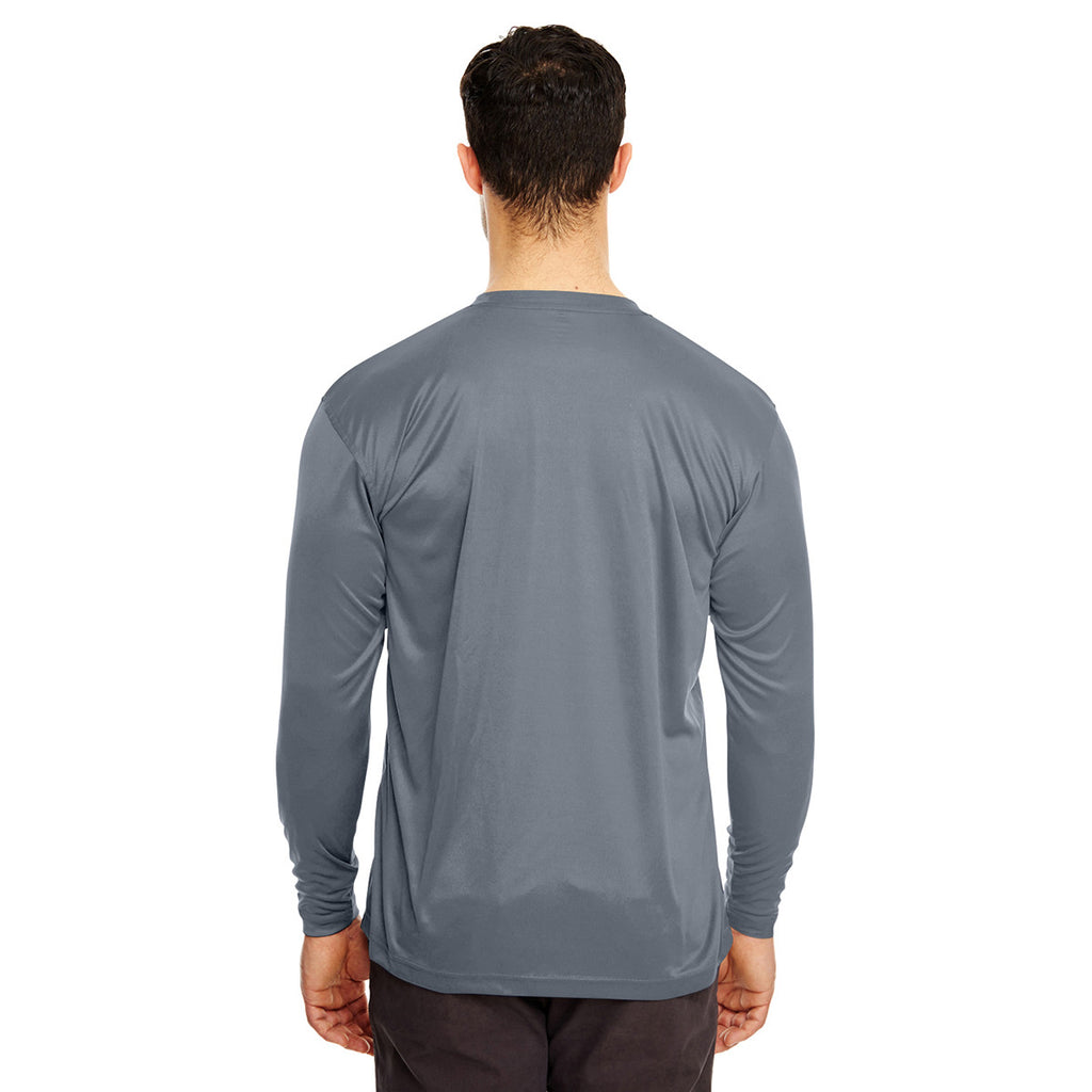 UltraClub Men's Charcoal Cool & Dry Sport Long-Sleeve Performance Interlock T-Shirt