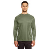 UltraClub Men's Military Green Cool & Dry Sport Long-Sleeve Performance Interlock T-Shirt