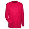 UltraClub Men's Red Cool & Dry Sport Long-Sleeve Performance Interlock T-Shirt