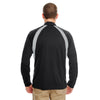 UltraClub Men's Black/Grey Cool & Dry Sport Quarter-Zip Pullover with Side Panels