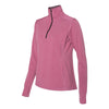 J. America Women's Fuchsia Heather Omega Stretch Terry Quarter-Zip Pullover