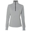 J. America Women's Silver Grey Heather Omega Stretch Terry Quarter-Zip Pullover