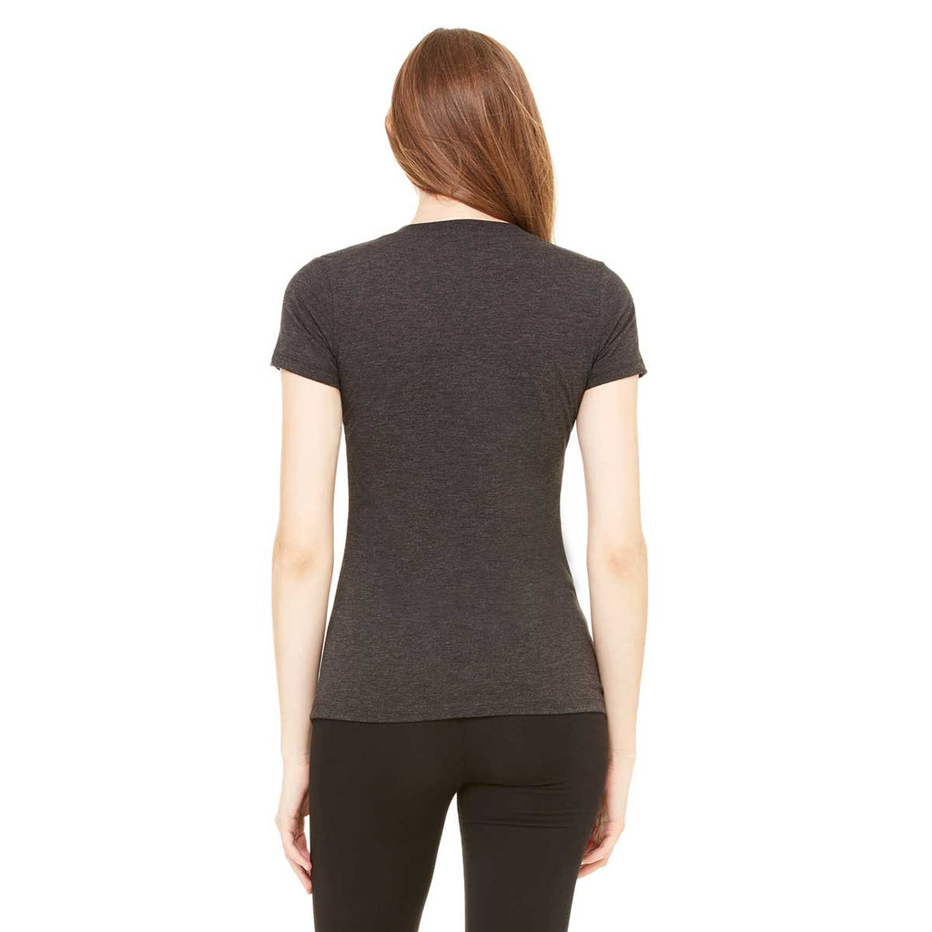 Bella + Canvas Women's Charcoal-Black Triblend Short-Sleeve Deep V-Neck T-Shirt