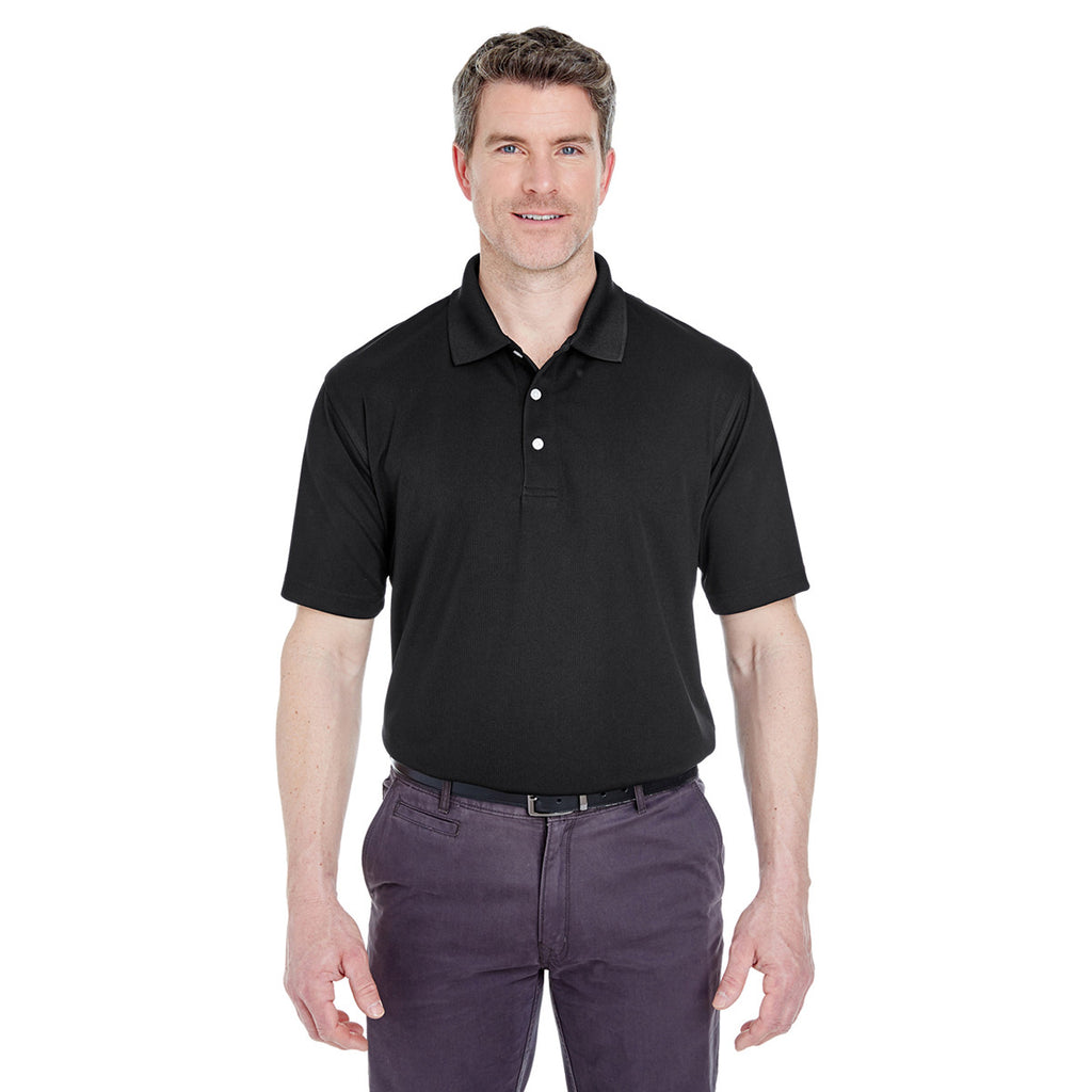UltraClub Men's Black Cool & Dry Stain-Release Performance Polo
