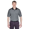 UltraClub Men's Charcoal/Black Cool & Dry Stain-Release Two-Tone Performance Polo
