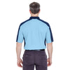 UltraClub Men's Columbia Blue/Navy Cool & Dry Stain-Release Two-Tone Performance Polo