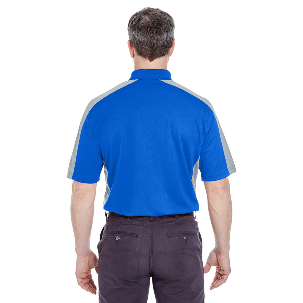 UltraClub Men's Royal/Silver Cool & Dry Stain-Release Two-Tone Performance Polo