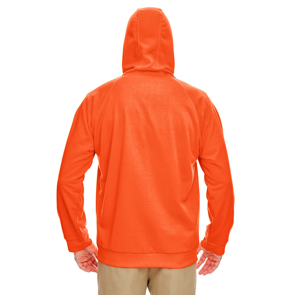 UltraClub Men's Bright Orange Rugged Wear Thermal-Lined Full-Zip Hooded Fleece
