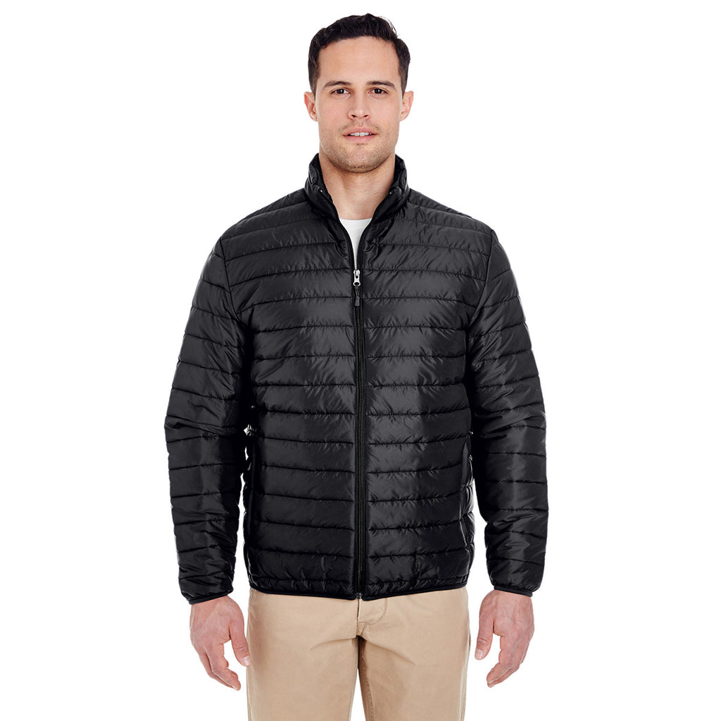 UltraClub Men's Black Quilted Puffy Jacket