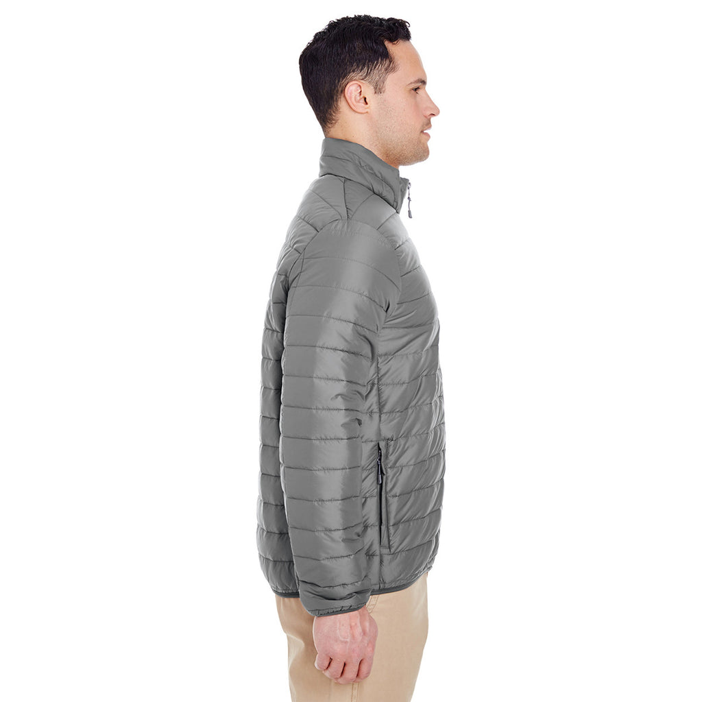 UltraClub Men's Silver Quilted Puffy Jacket