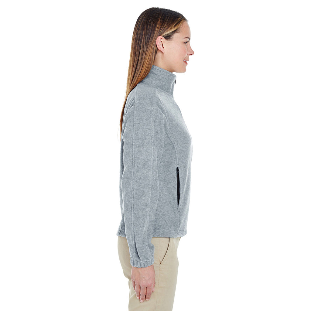 UltraClub Women's Grey Heather Iceberg Fleece Full-Zip Jacket