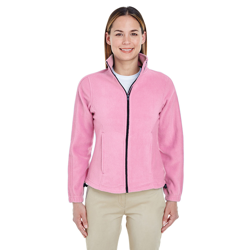 UltraClub Women's Pink Iceberg Fleece Full-Zip Jacket