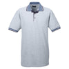 UltraClub Men's Heather/Navy Color-Body Classic Pique Polo with Contrast Multi-Stripe Trim