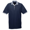 UltraClub Men's Navy/White Color-Body Classic Pique Polo with Contrast Multi-Stripe Trim