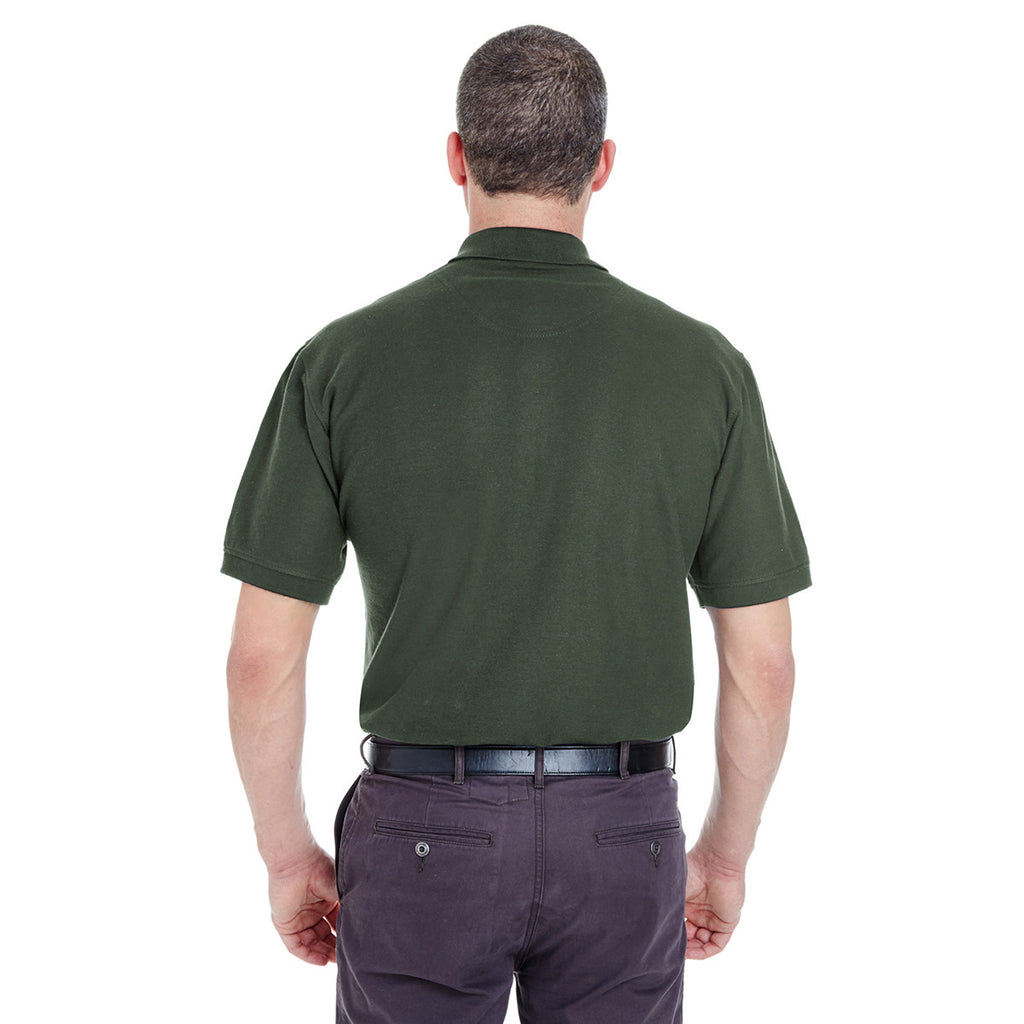 UltraClub Men's Forest Green Tall Whisper Pique Polo