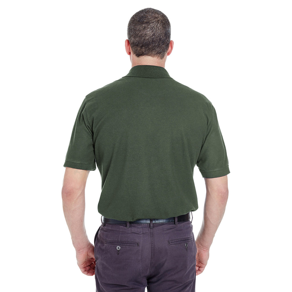 UltraClub Men's Forest Green Whisper Pique Polo with Pocket