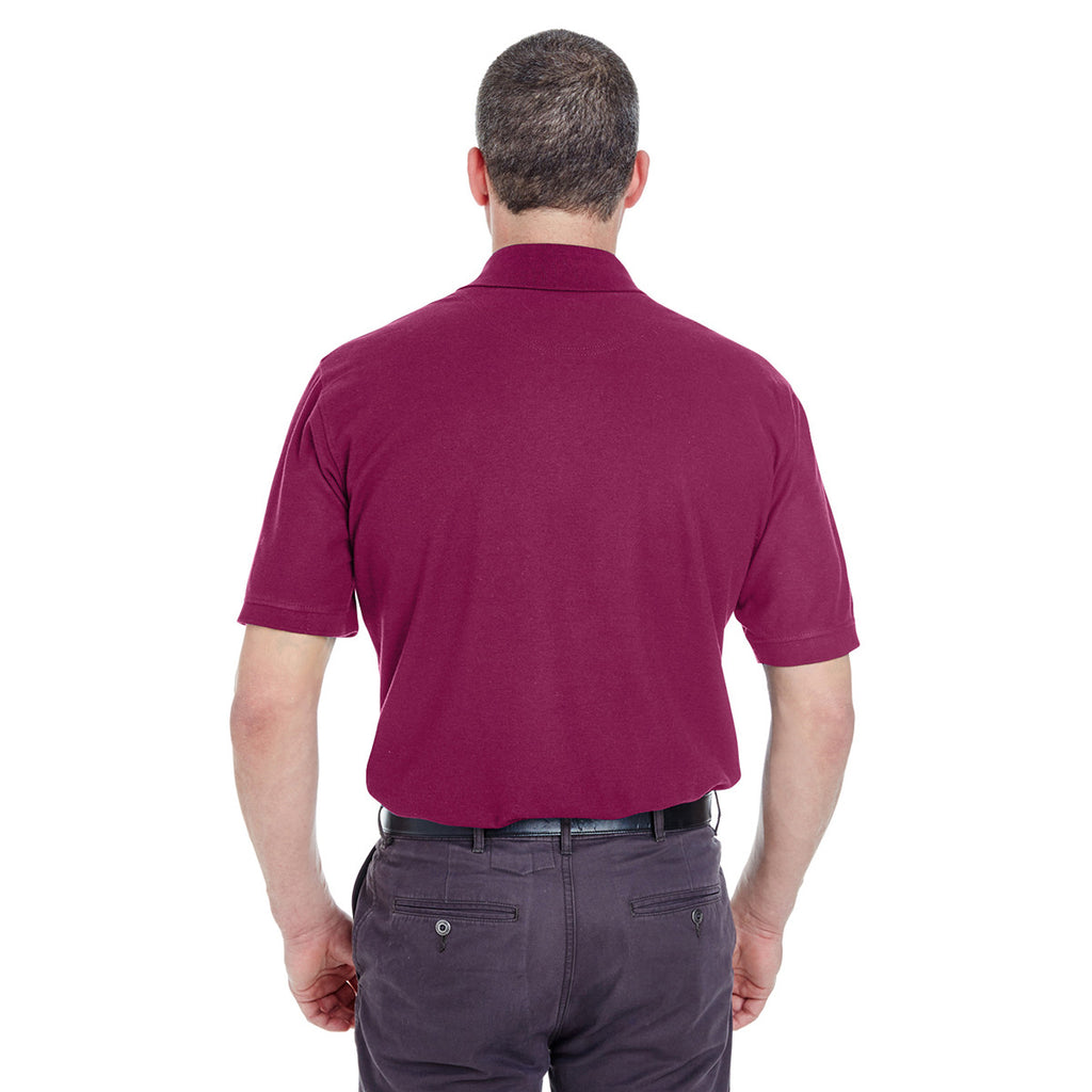 UltraClub Men's Wine Whisper Pique Polo with Pocket