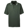 UltraClub Men's Forest Green/White Short-Sleeve Whisper Pique Polo with Tipped Collar and Cuffs