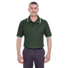 UltraClub Men's Forest Green/White Short-Sleeve Whisper Pique Polo with Tipped Collar and Cuffs