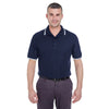 UltraClub Men's Navy/White Short-Sleeve Whisper Pique Polo with Tipped Collar and Cuffs