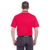 UltraClub Men's Red/White Short-Sleeve Whisper Pique Polo with Tipped Collar and Cuffs