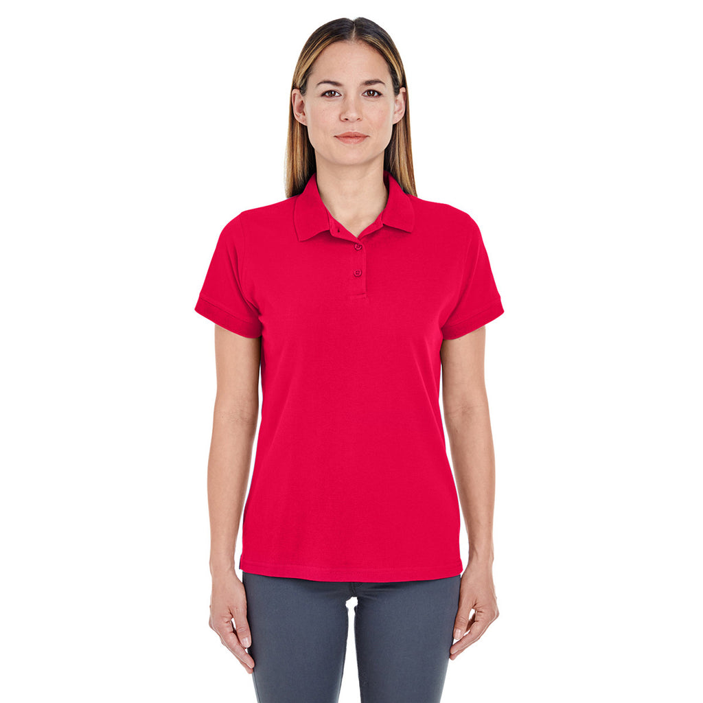 UltraClub Women's Red Basic Pique Polo