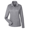 UltraClub Women's Charcoal Heather Cool & Dry Heathered Performance Quarter-Zip