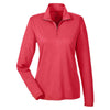 UltraClub Women's Red Heather Cool & Dry Heathered Performance Quarter-Zip