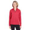 UltraClub Women's Red Heather Cool & Dry Heathered Performance Quarter-Zip