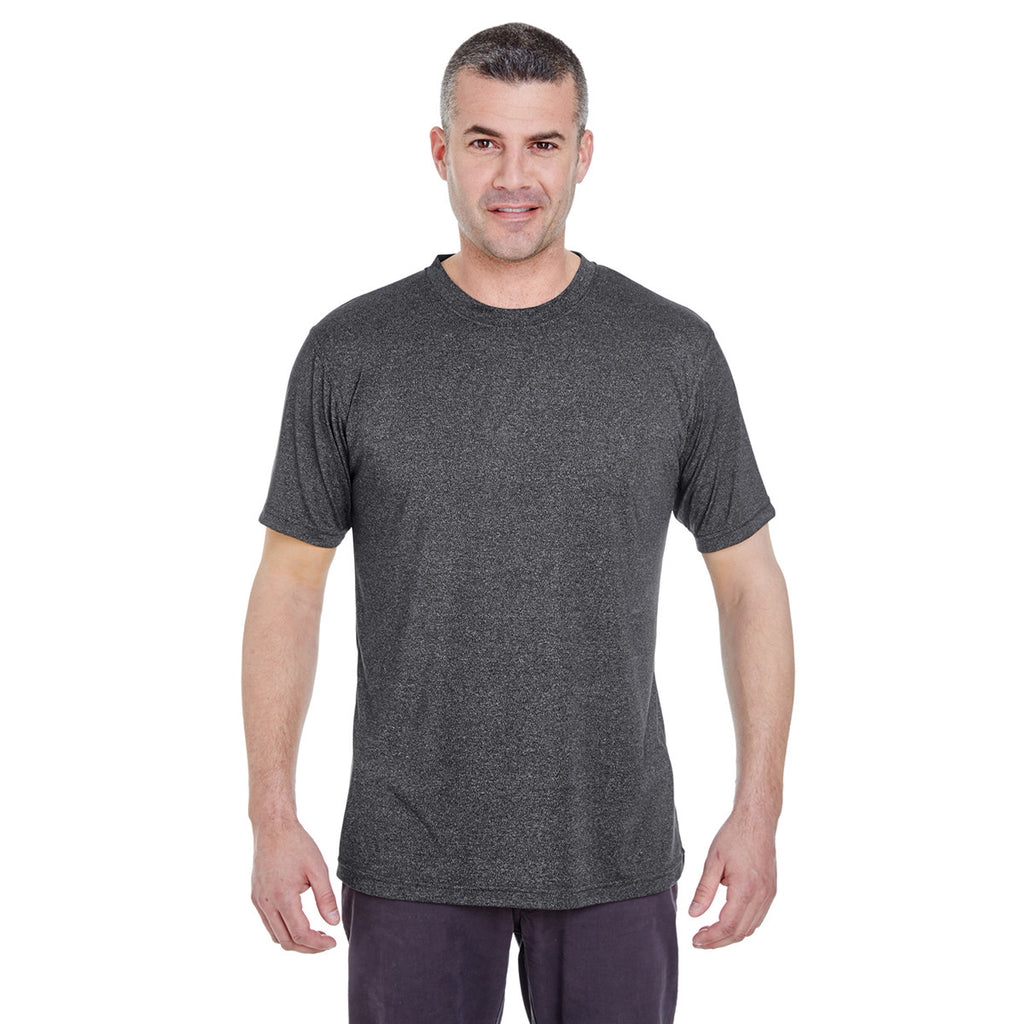 UltraClub Men's Black Heather Cool & Dry Heathered Performance T-Shirt