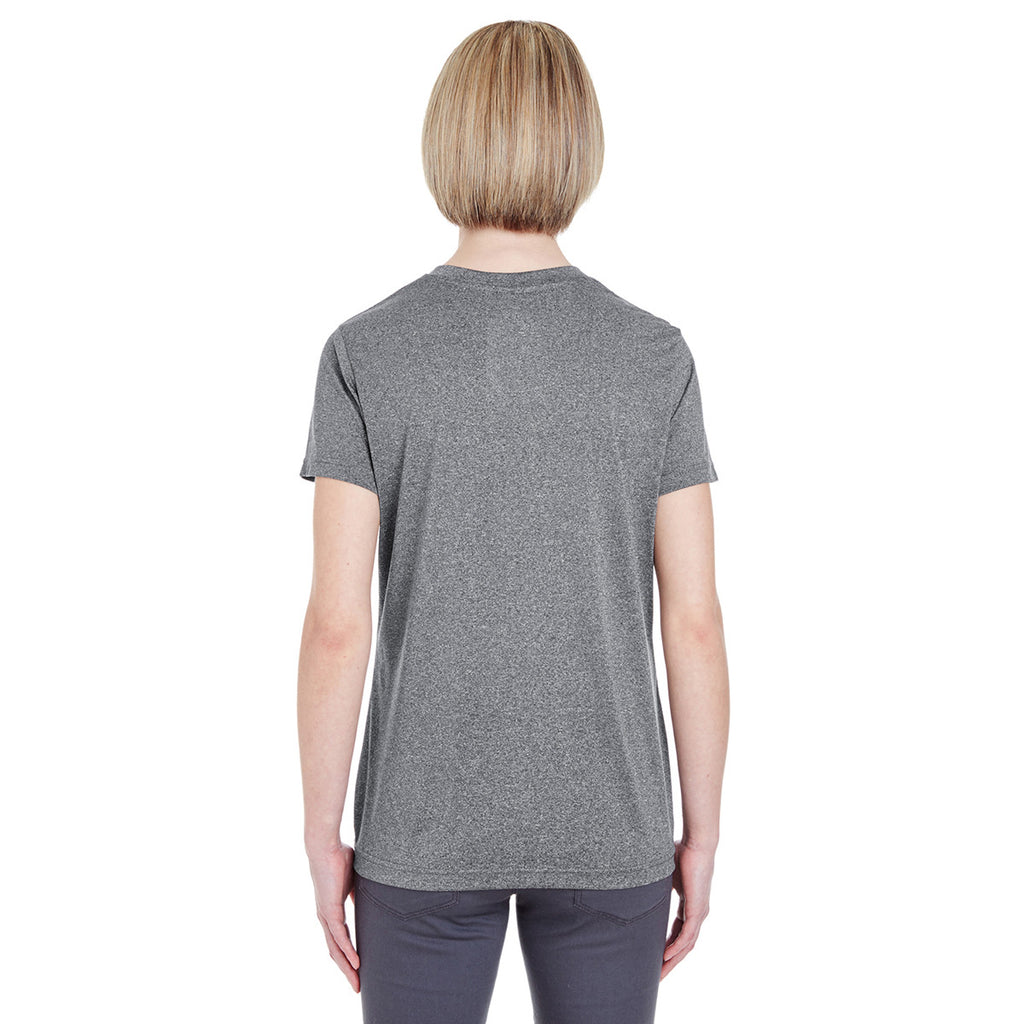 UltraClub Women's Charcoal Heather Cool & Dry Heathered Performance T-Shirt