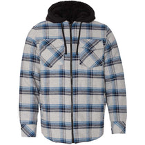 Burnside Men's Grey/Blue Quilted Flannel Full-Zip Hooded Jacket