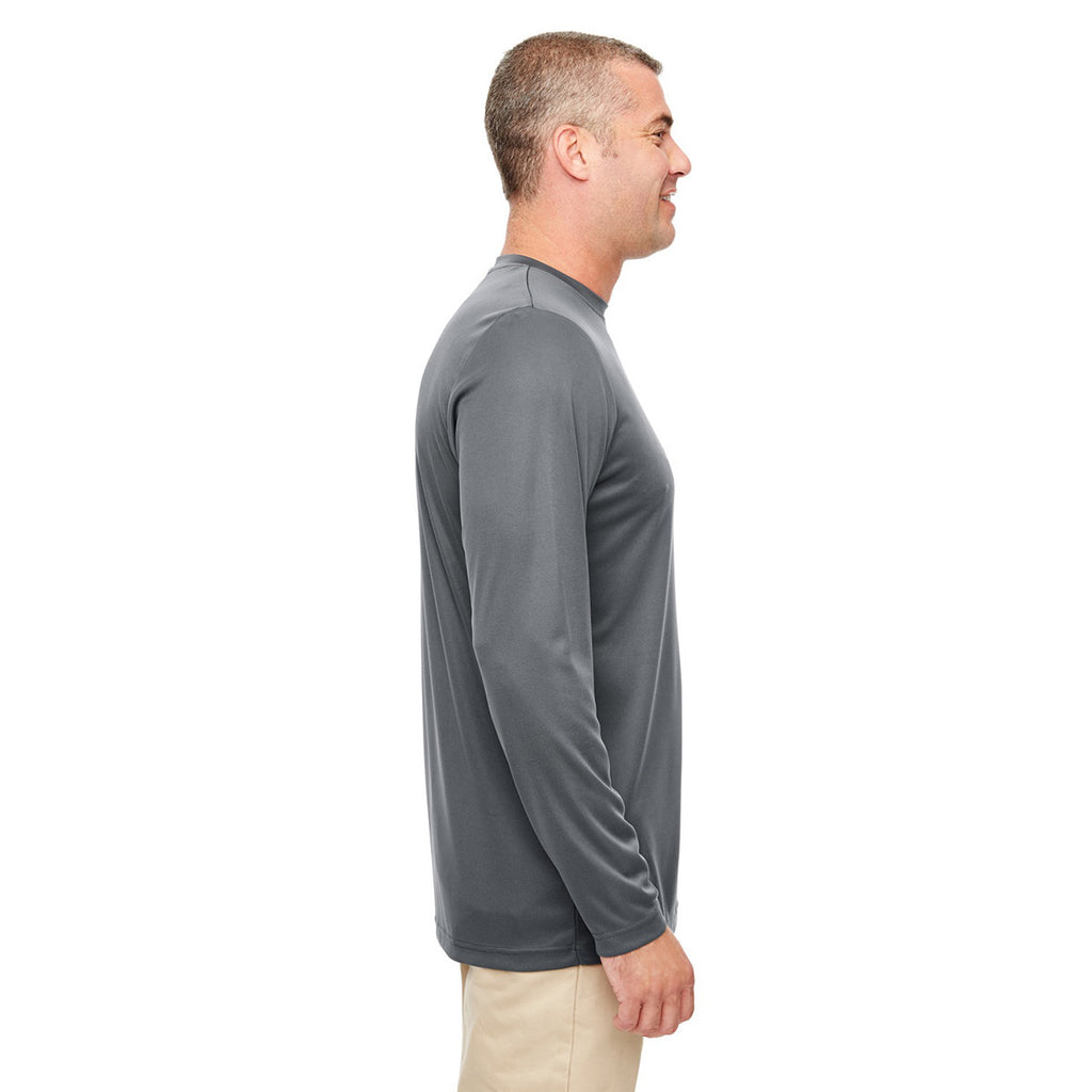 UltraClub Men's Charcoal Cool & Dry Performance Long-Sleeve Top