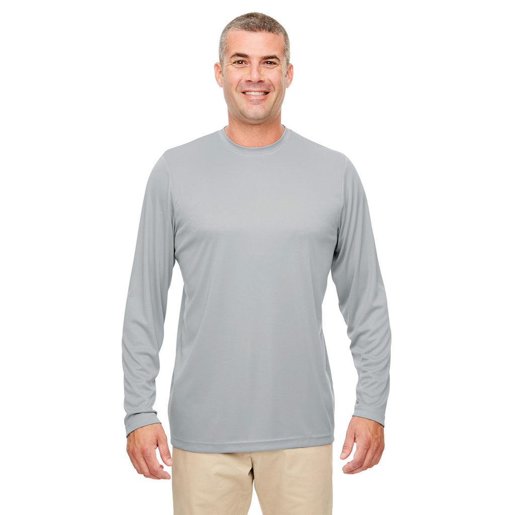 UltraClub Men's Grey Cool & Dry Performance Long-Sleeve Top